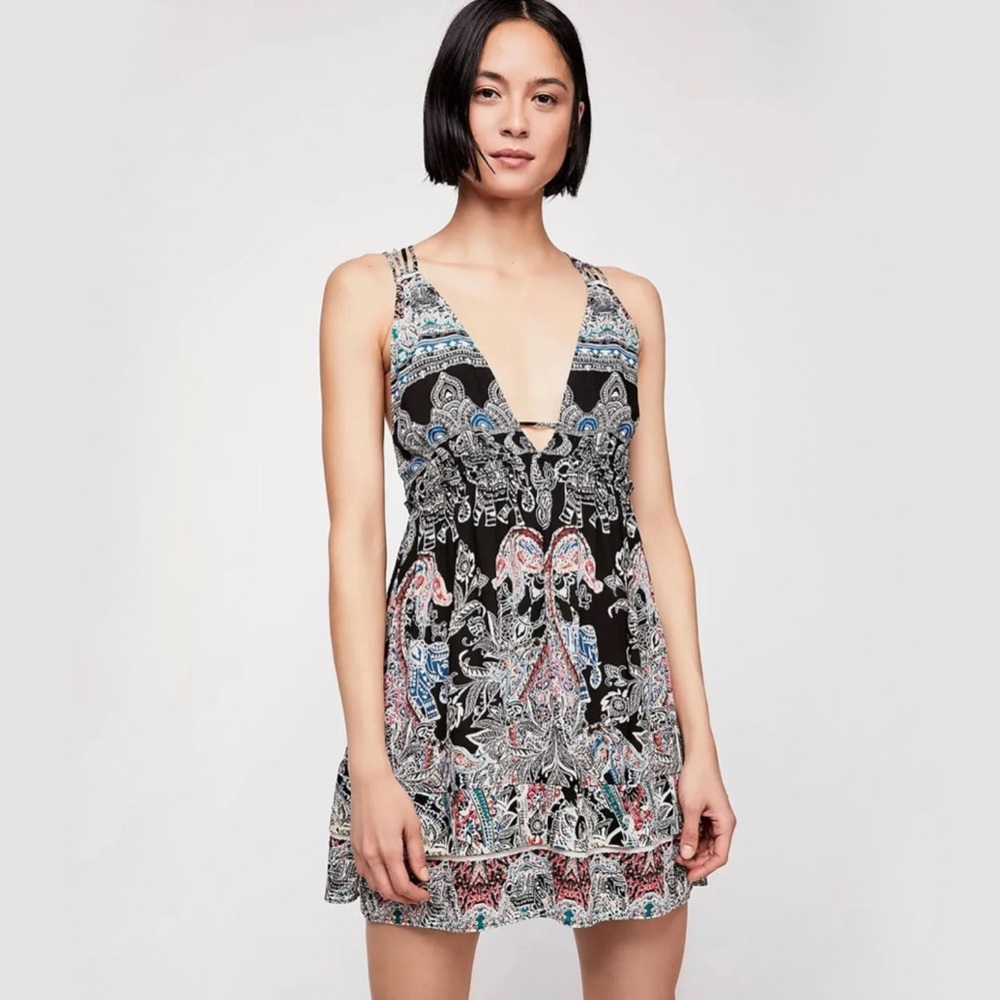 Free People Me to You Print Mini Dress